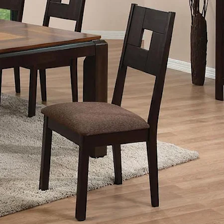 Dining Side Chair with Fabric Seat and Square Back Design